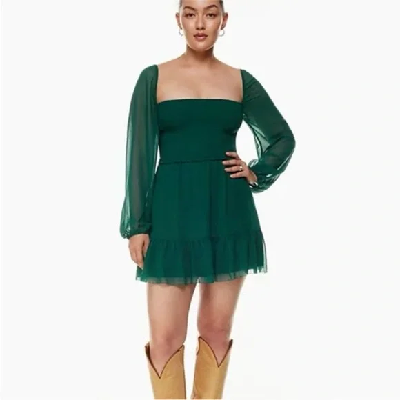 Aritzia Wilfred Tempest Dress Forest Green - Picture 1 of 6
